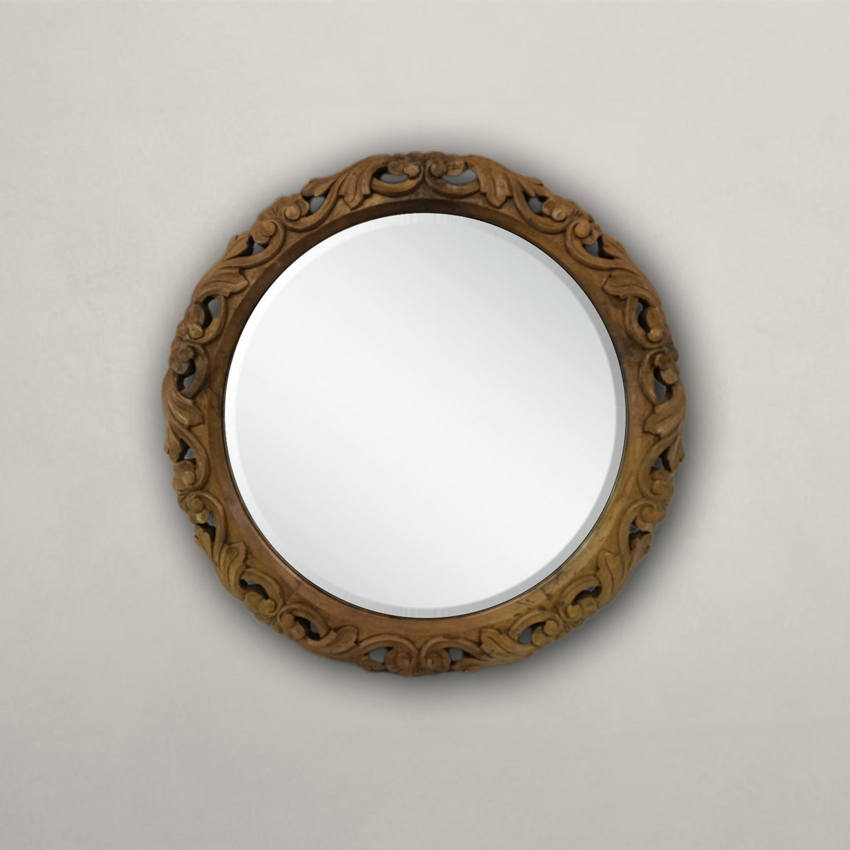 Round Carved Mirror