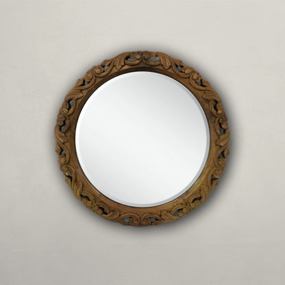 Round Carved Mirror