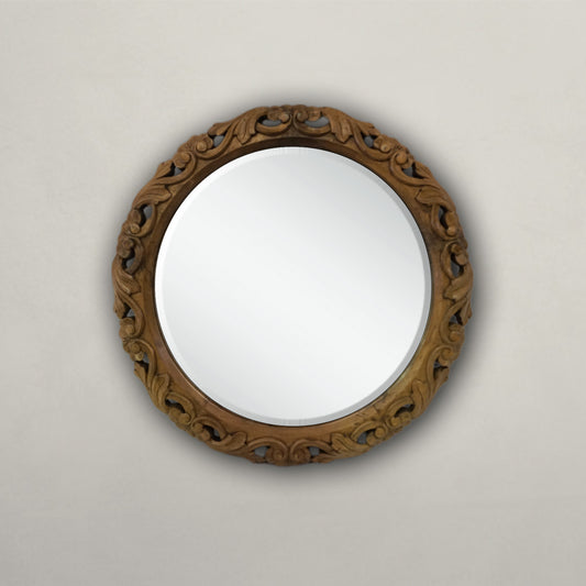 Round Carved Mirror