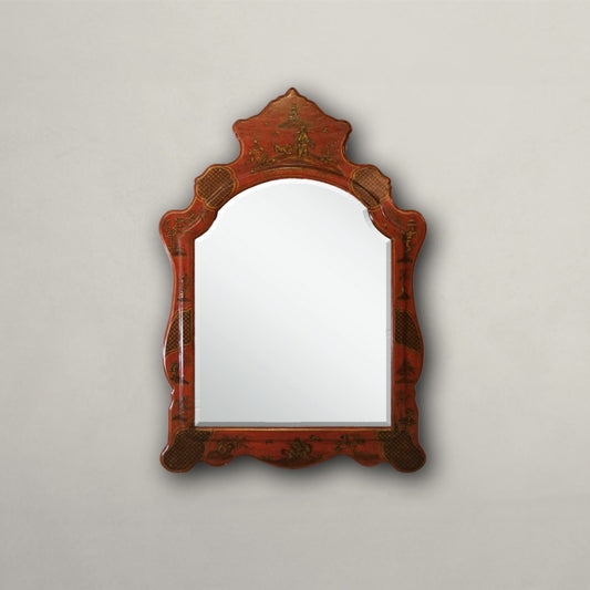 Red Chinoiserie Decorative Mirror