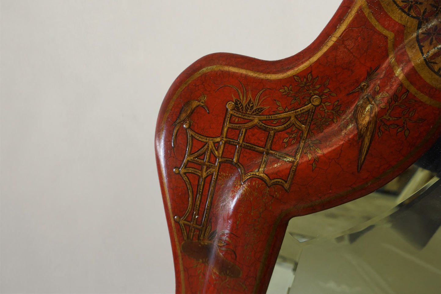 Red Chinoiserie Decorative Mirror