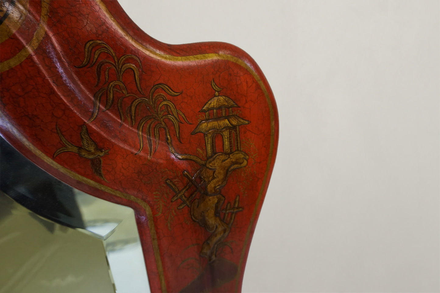 Red Chinoiserie Decorative Mirror