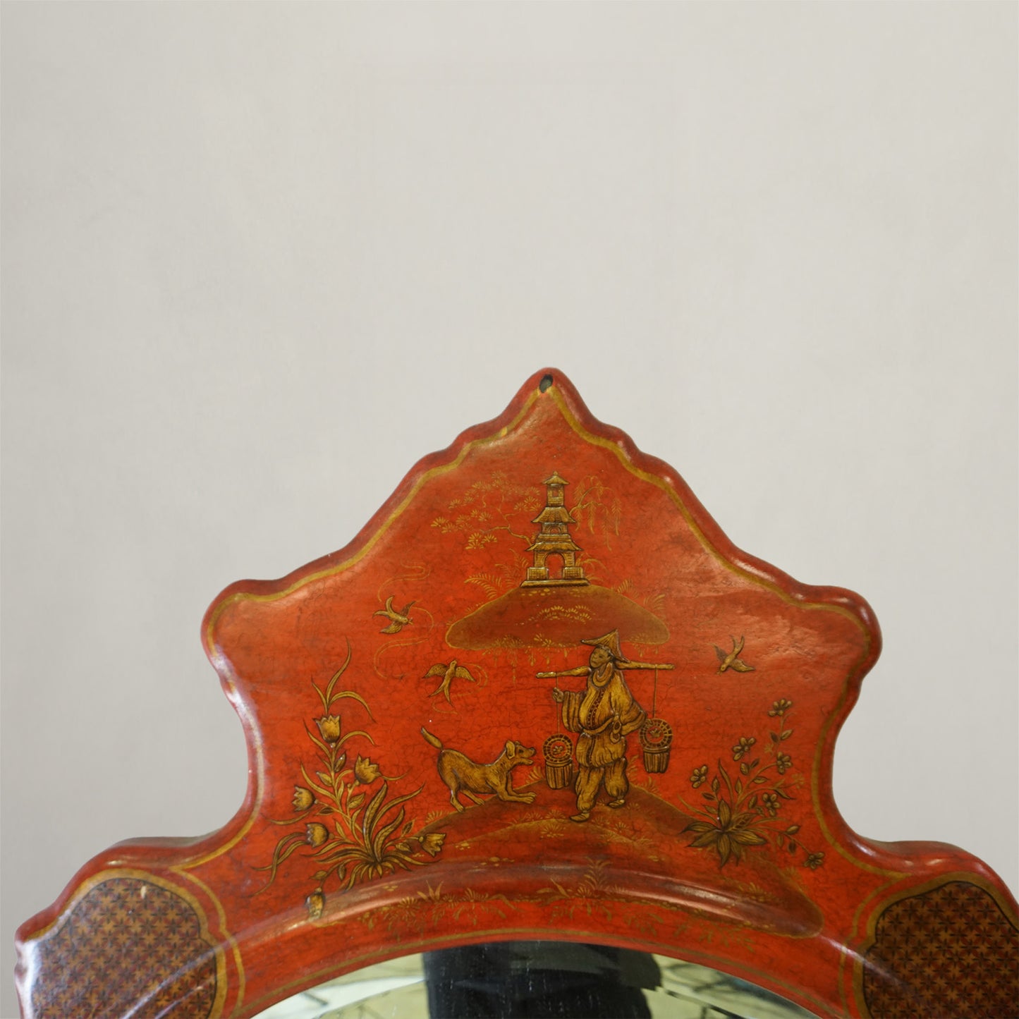 Red Chinoiserie Decorative Mirror