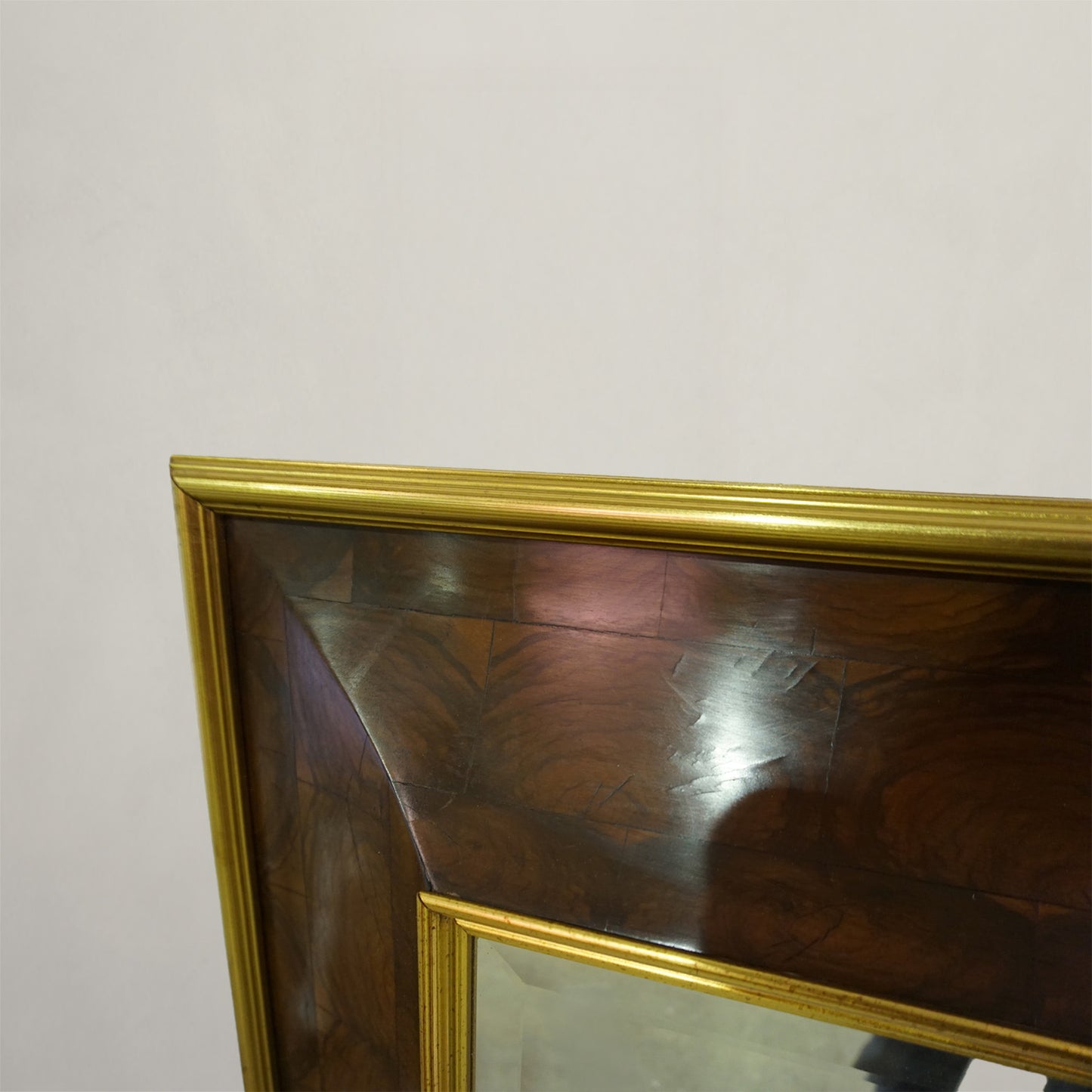 Olive & Gilt Concave Mirror